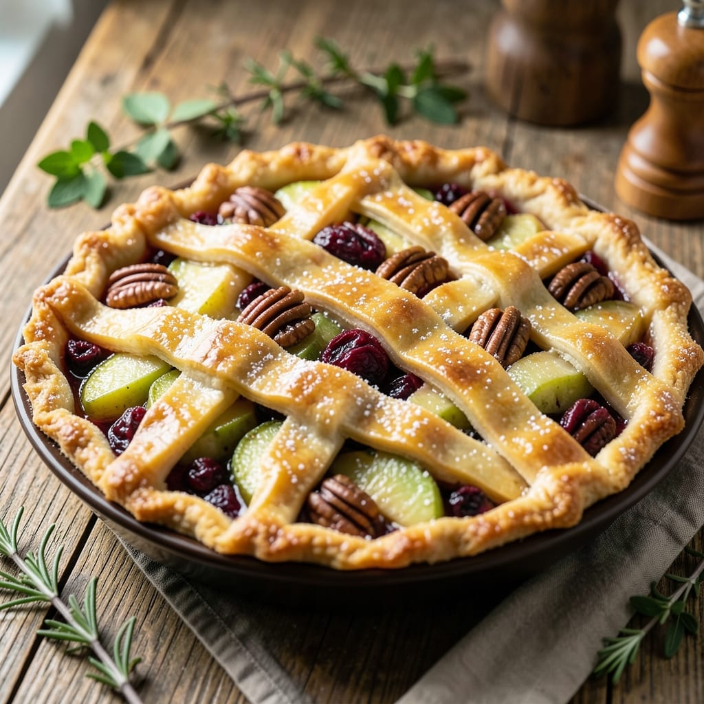 Apple Cranberry Pecan Pie Recipe: Buttery Streusel Crown Over Tart-Sweet Filling