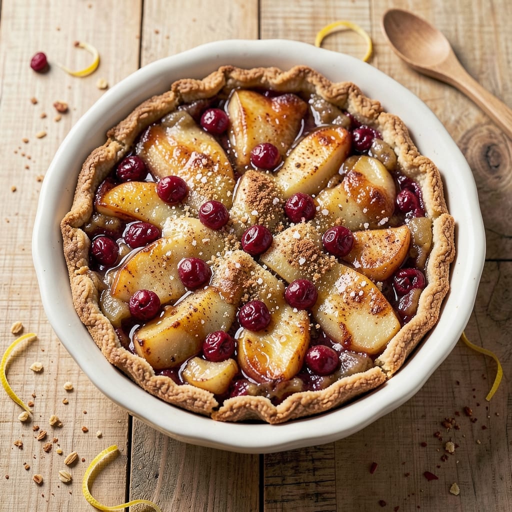 Apple Cranberry Oatmeal Tart Recipe: Buttery Streusel Crown Over Spiced Filling