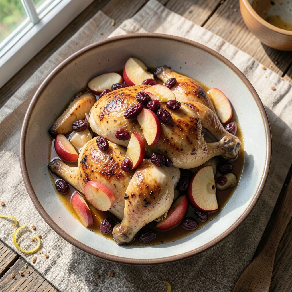 Apple and Cranberry Roasted Chicken Recipe: Juicy Golden Meat With Tart-Sweet Gloss