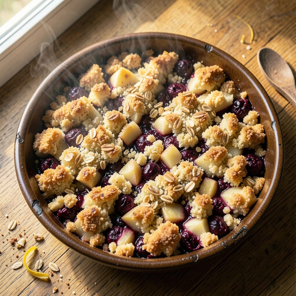Apple Boysenberry Crumble Pie Recipe: Tart-Sweet Fruit Crunch in One Bake