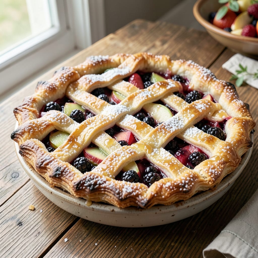 Apple and Blackberry Puff Pastry Pie Recipe: Dual-Fruit Crunch and Juicy Layers