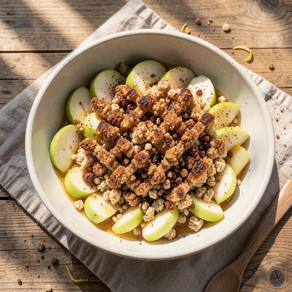 Ambrosia Apple Crisp Recipe: Vanilla-Infused Streusel Hugs Warm Spiced Apples