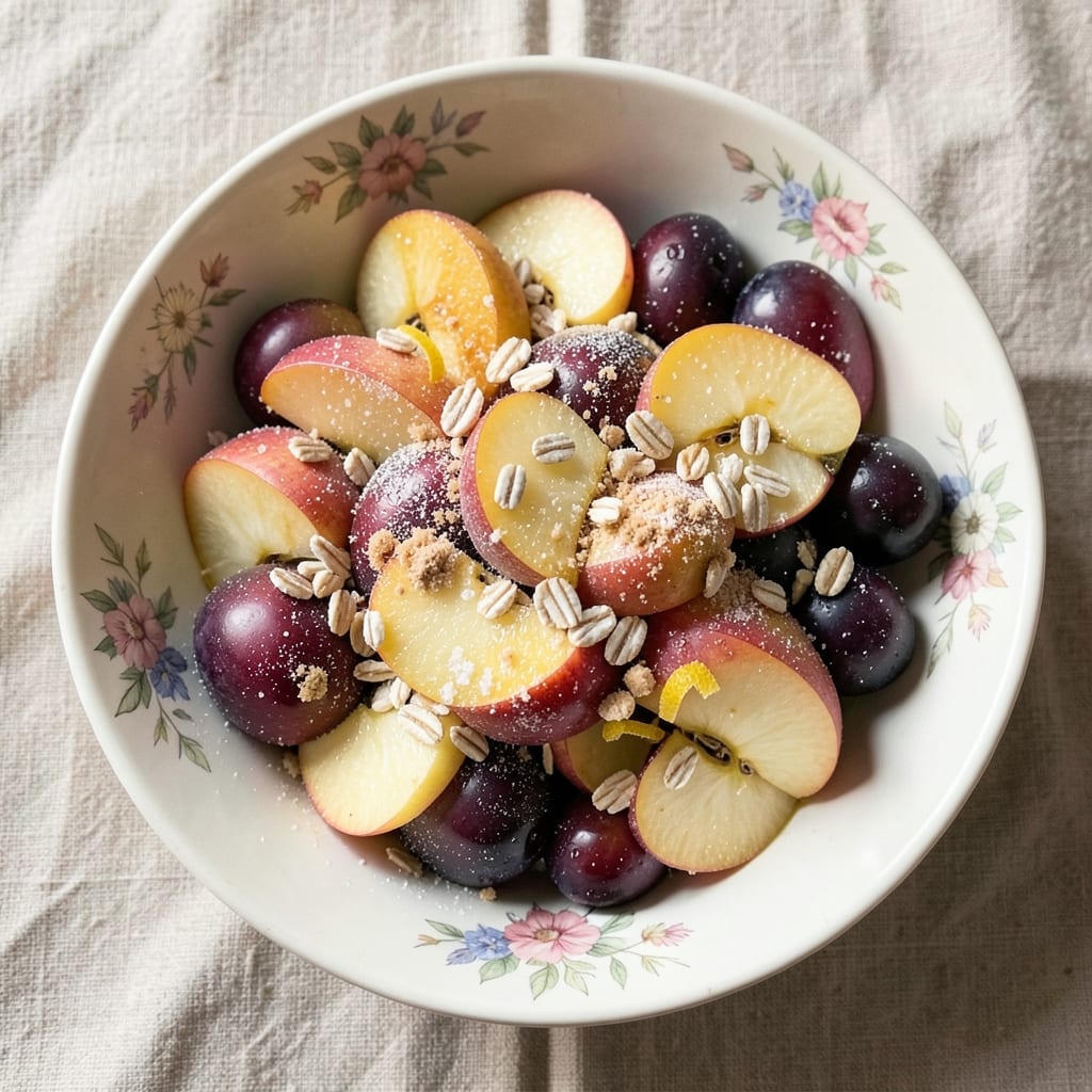 Apple And Plum Recipe: Fruit-Cobbler Fusion With Buttery Streusel Crown
